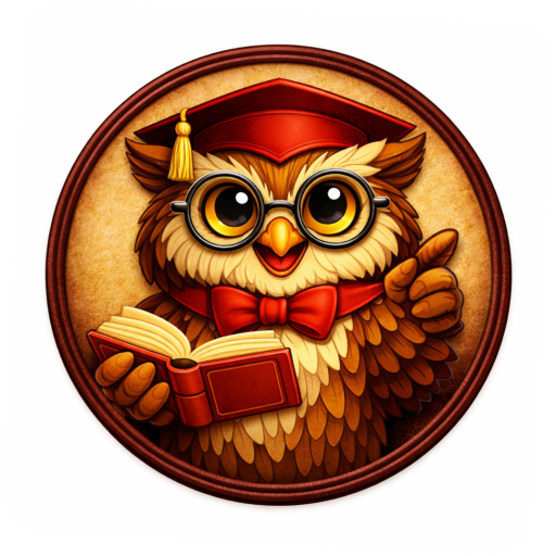 Figures of Speech app icon: a scholarly owl holding an open book